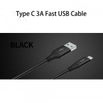 Wholesale Type C 3A Fast Charge Metal Nylon Woven Aluminum USB Cable 3ft (Black)